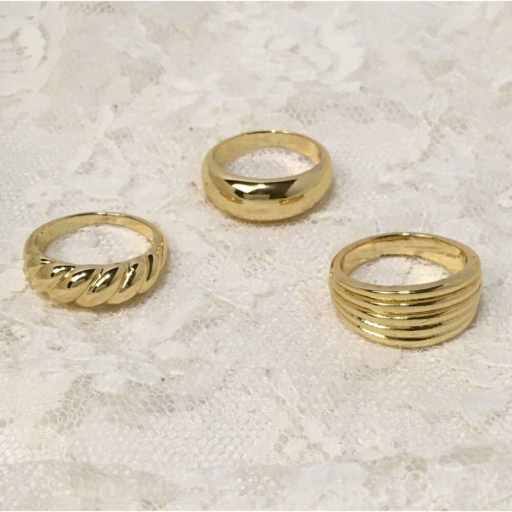Cocktail Rings Gold tone Metal 3 pcs Size 10